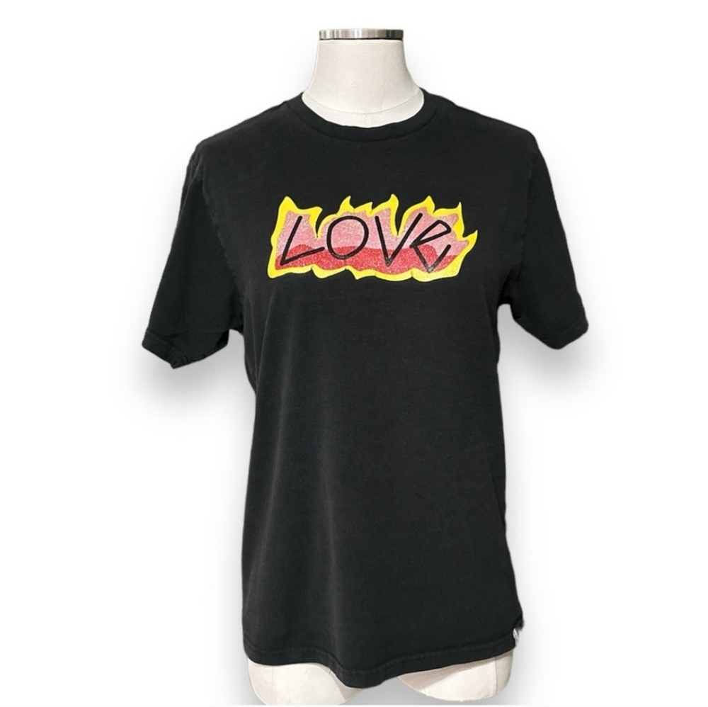 TEDDY FRESH Flaming Glitter Love Sort Sleeve Tee